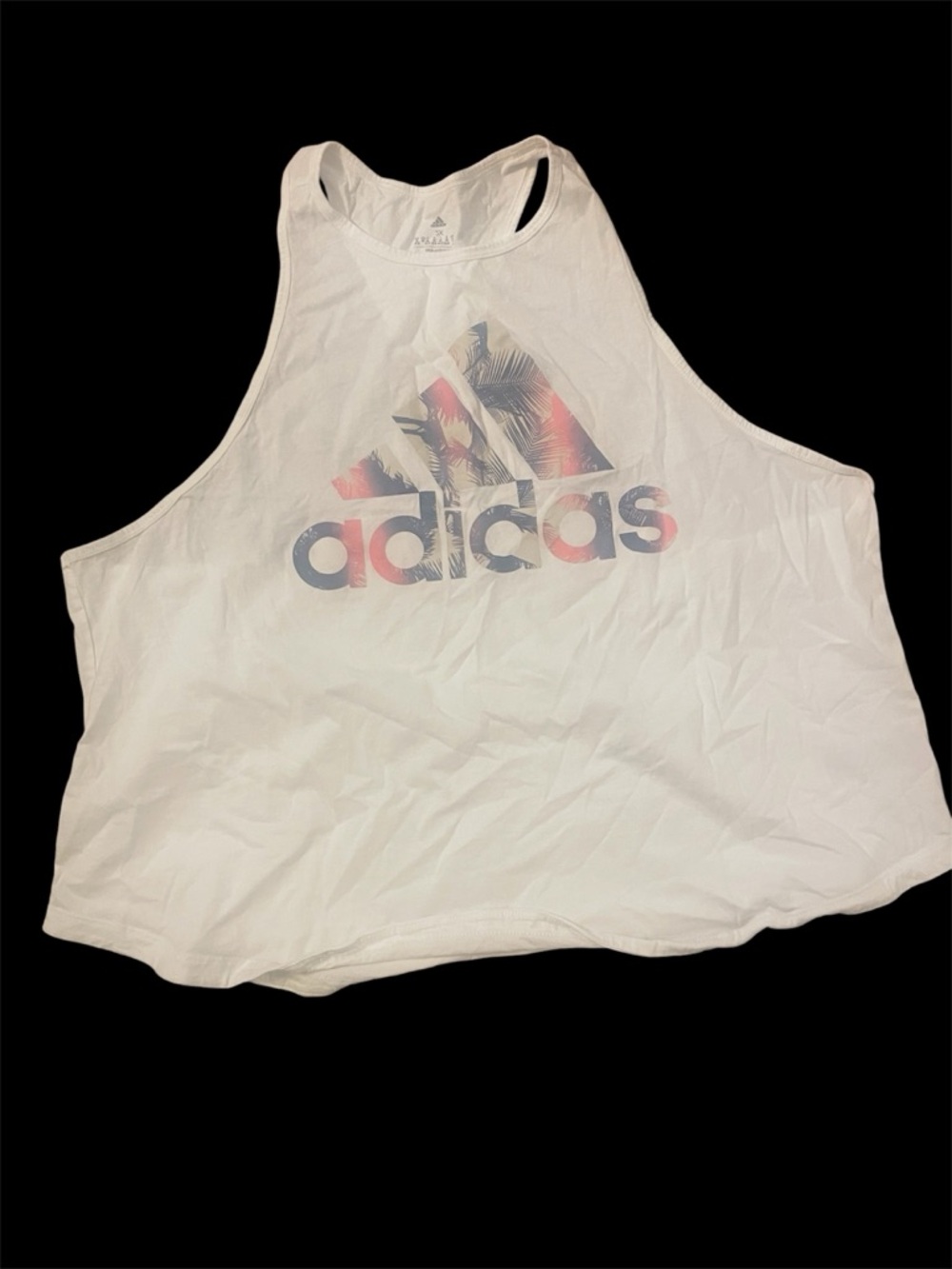 adidas White Tank with Tropical Multicolor Logo